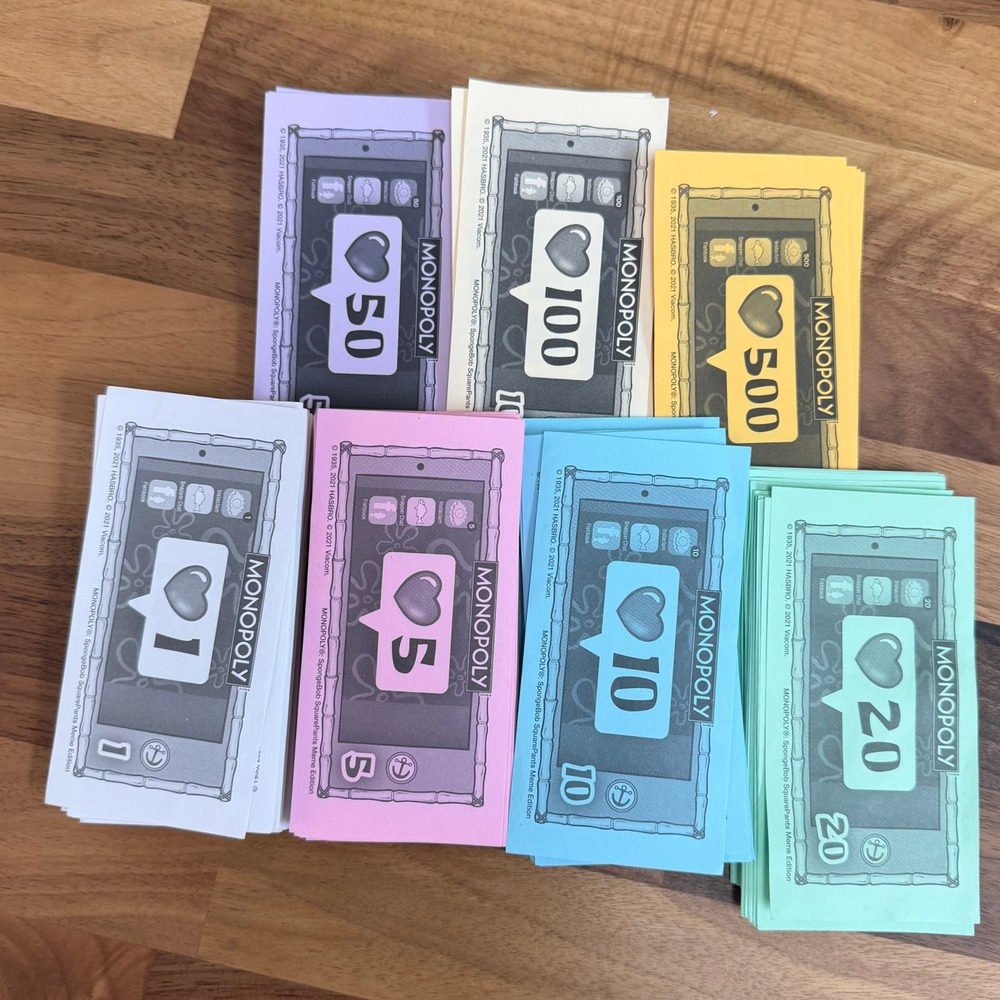 2021 Monopoly SpongeBob SquarePants Meme Edition Replacement Money Full Set